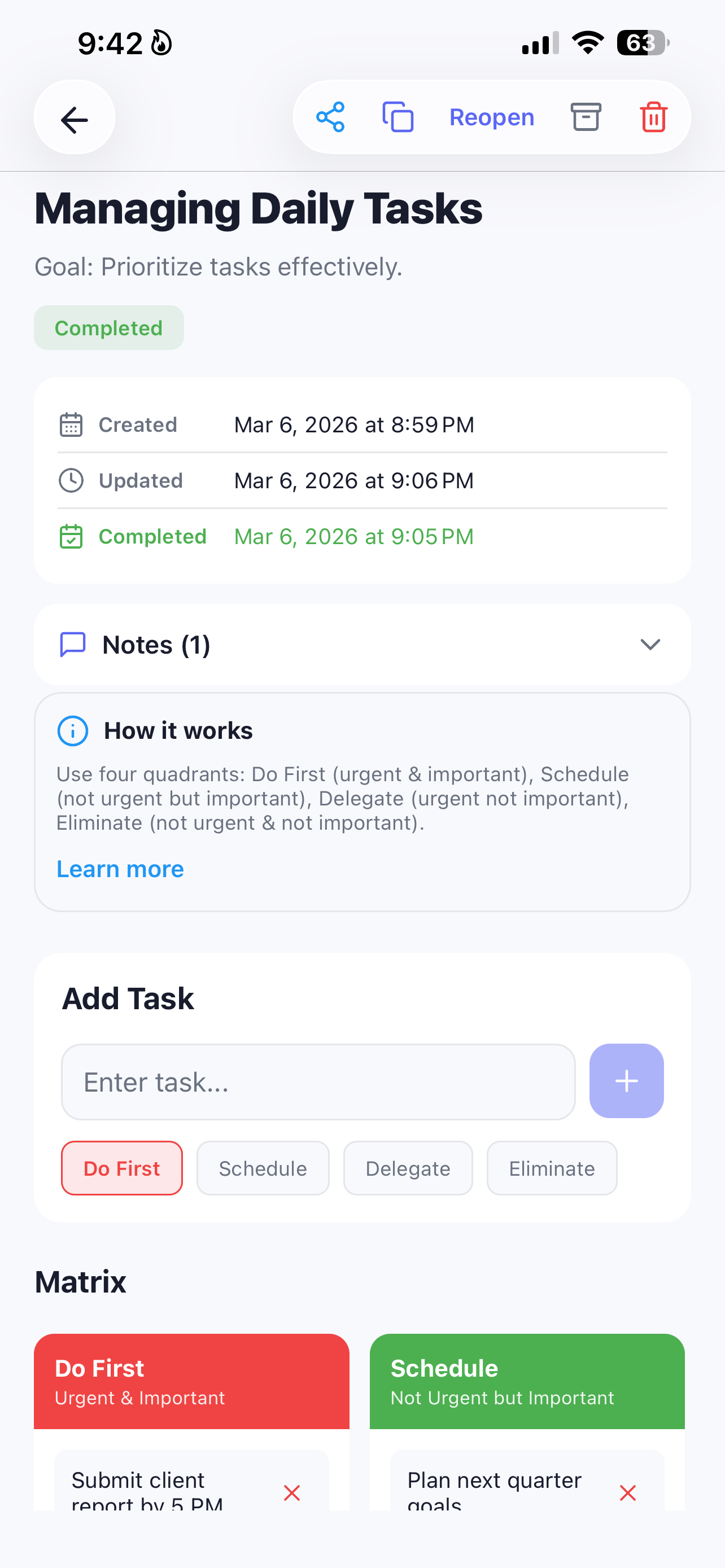 Building an Eisenhower Matrix decision in DecisionFlow for managing daily tasks