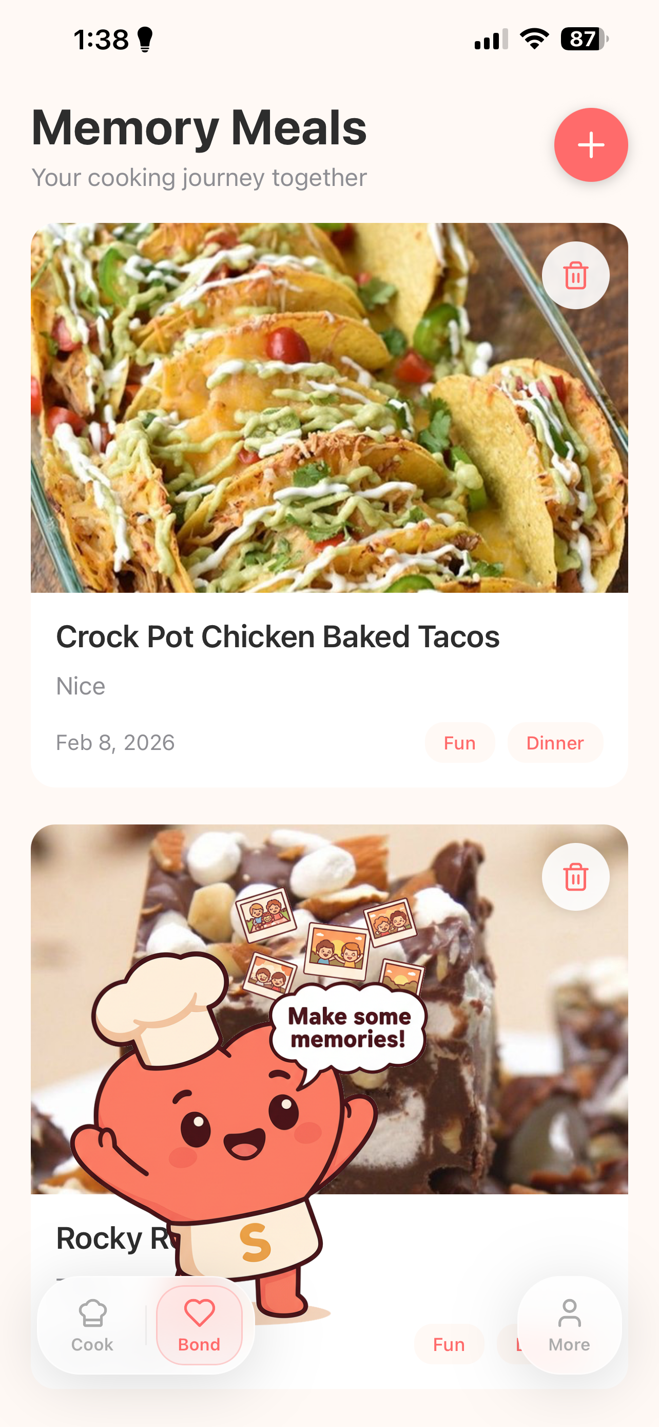 Shared digital scrapbook of Memory Meals in SavorUs