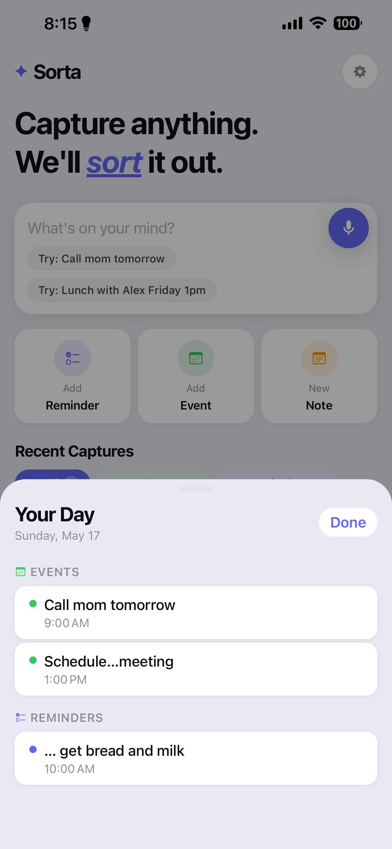 Sorta capture insights digest of your week