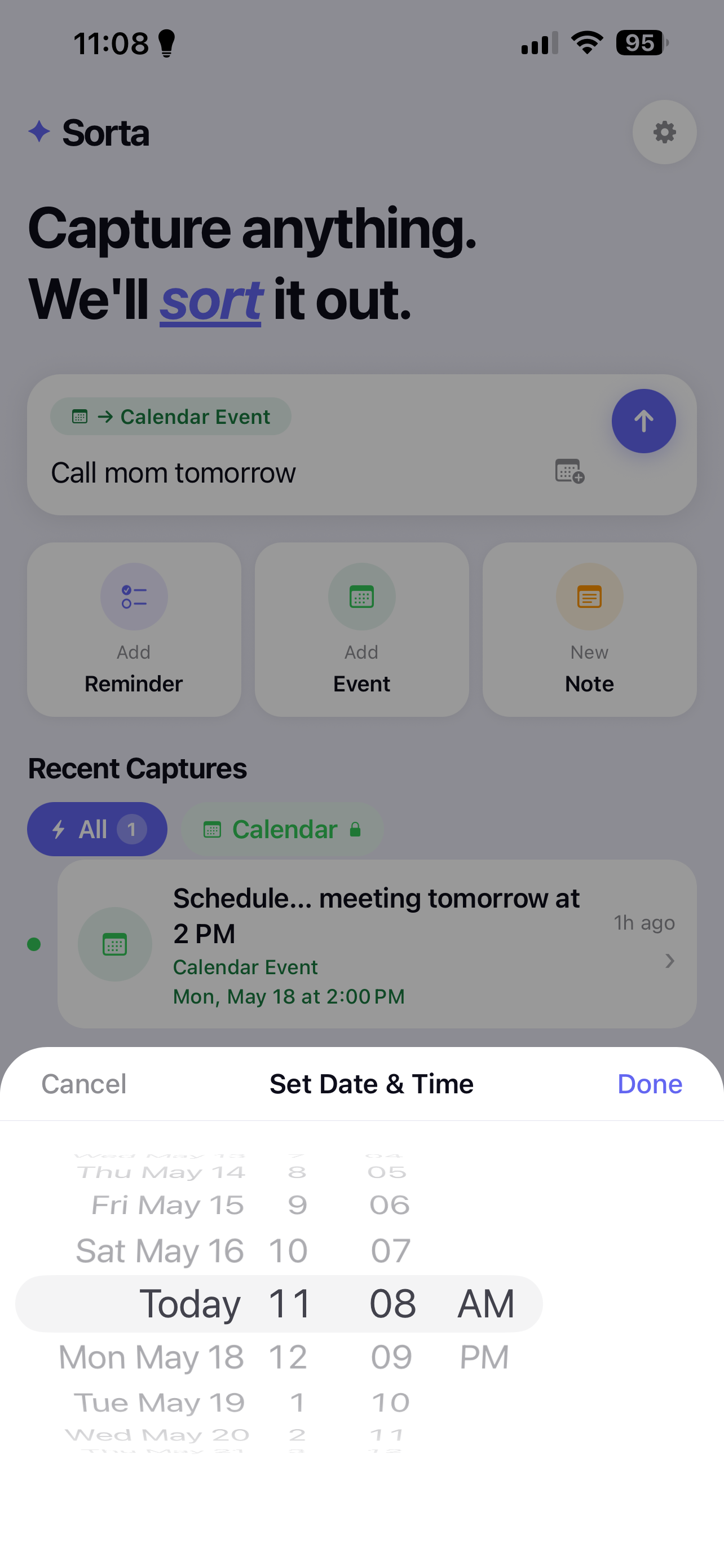 Sorta live preview setting a date before saving to Apple Calendar