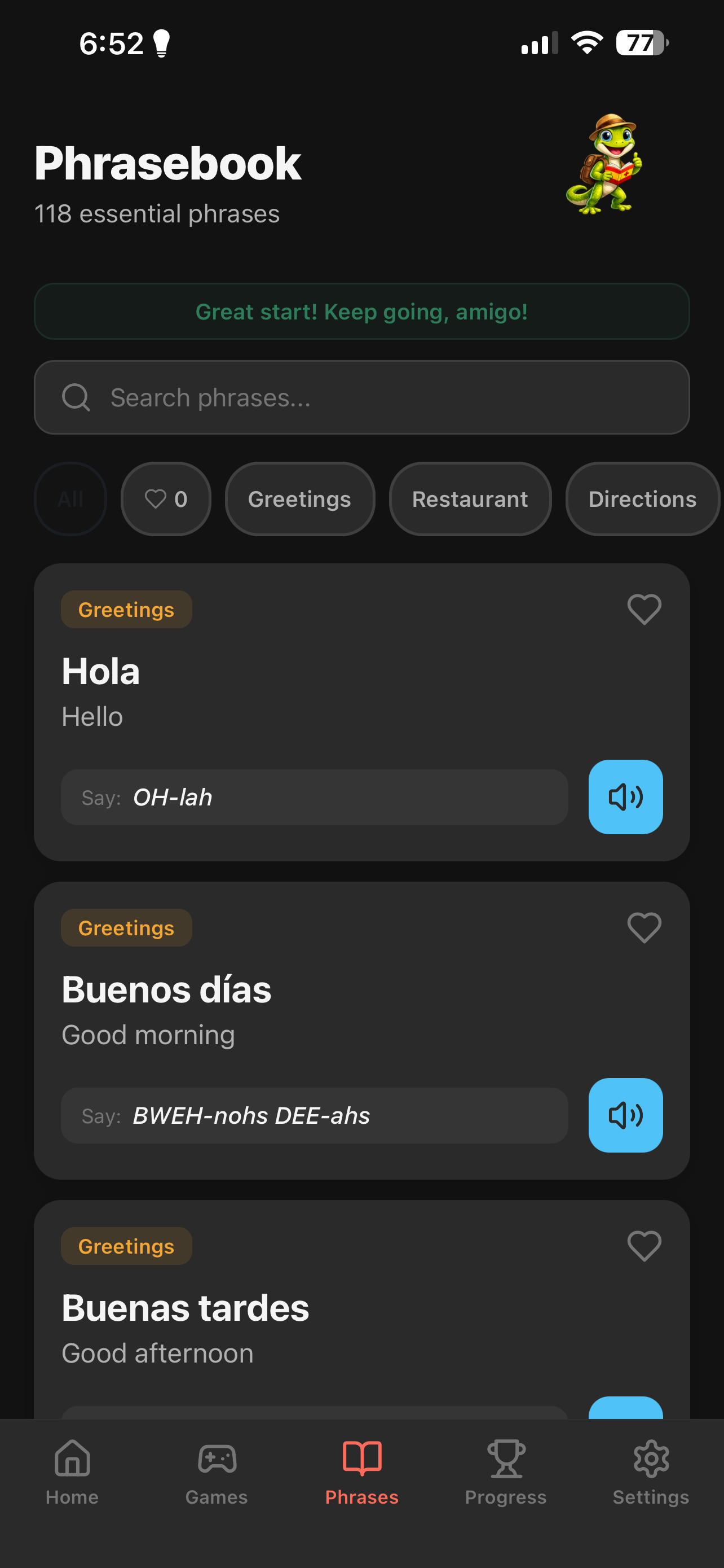 Spanish phrasebook categorized by travel situation